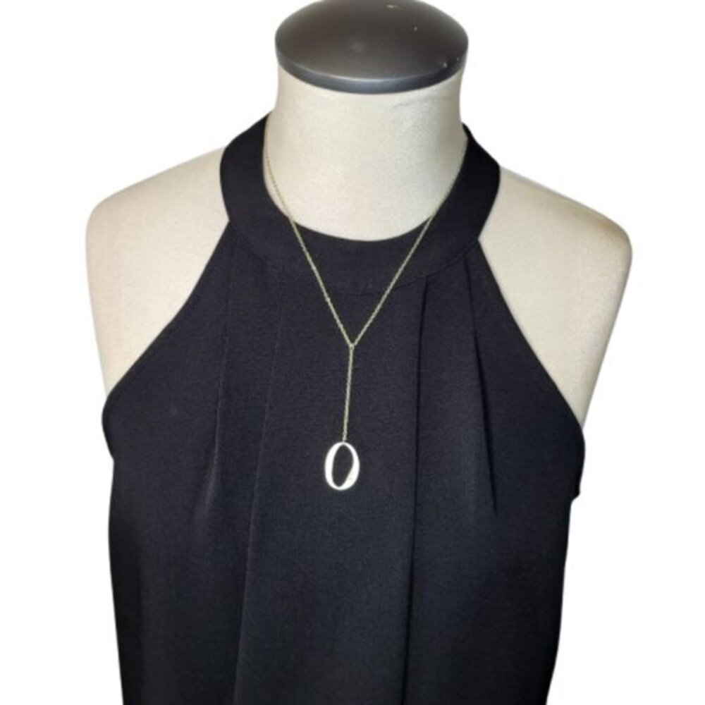 CLEARANCE R.W.&CO.  "Y" Goldtone Necklace with Hammered Oval Pendant